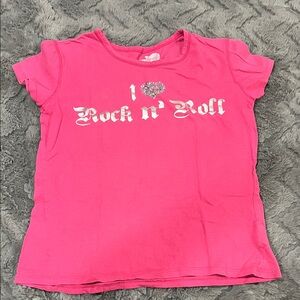 Girls' Y2k Pink 'I ♥ Rock n' Roll' Short Sleeve Tee